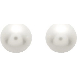Pendientes par con perla cultivada en agua dulce 7mm 18Kt Oro Amarillo 9500.3W Lua blanca