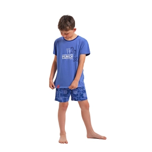 Pijama de manga corta y cuello redondo Munich DH1351 niño Talla: 6 AÑOS Color: Azul 