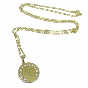 Medalla Precioso collar ideal para comunión de oro amarillo de 18K con cadena 3x1 Never say never