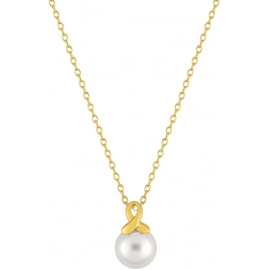 Collar con imitacion perla chapado en oro PICS94H40 Lua blanca