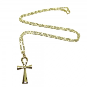 Cruz de la Vida de Oro Amarillo de 18k con cadena de 45cm oro 18k Never say never
