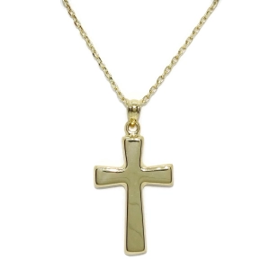Cruz de oro amarillo de 18k de estilo bizantina especial comunión y mujer con cadena forzada de 50.0 Never say never