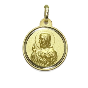 Medalla escapulario de 20mm de oro amarillo de 18kts con la Virgen del Carmen y el Sagrado Corazón de Jesús Never say never