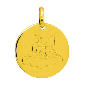 Medalla angel 9Kt Oro Amarillo 0MY3.8 Lua blanca