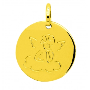 Medalla angel 9Kt Oro Amarillo 0MY3.9 Lua blanca