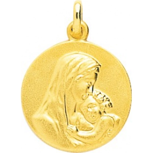 Medalla Infante virgen 9Kt Oro Amarillo 9K20320 Lua blanca