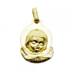 Medalla para bebé de oro de 18Ktes Angelito de la Guarda. 1cm sin el asa Never say never