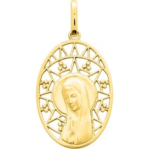 Medalla virgen 18Kt Oro Amarillo Lua Blanca  20867
