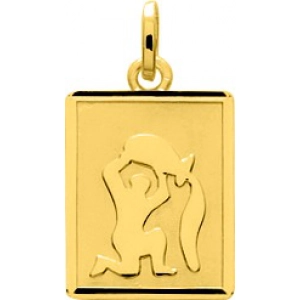 Medalla zodiaco Acuario 18Kt Oro Amarillo 73230 Lua blanca