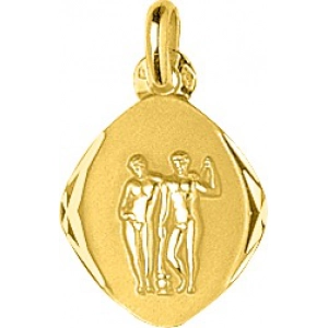 Medalla zodiaco Géminis 18Kt Oro Amarillo 73257 Lua blanca