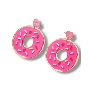 Pendientes con diseño de donut rosa