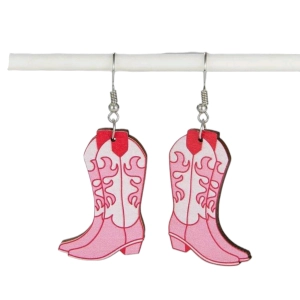 Pendientes de botas vaqueras rosas