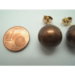 Pendientes perla cultivada marrón 