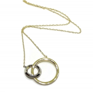Precioso y simbólico collar de oro de 18k con 2 círculos Never say never