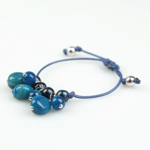 Pulsera cordón azul con pendants de ágata PU224 Patricia Garcia