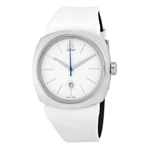 Reloj Calvin Klein esfera blanca y piel blanca K9721137