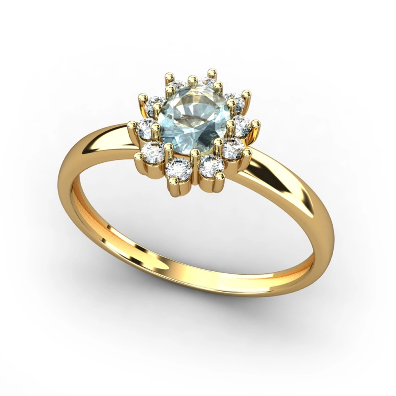Anillo Oro amarillo 18 kt con 0,15 cts Diamantes y topacio azul oval 5x4, Cresber 1511101312