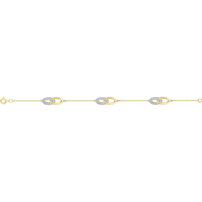 Pulsera 18cm con circonita cúbica chapado en oro bicolor CUEK93G97 Lua blanca