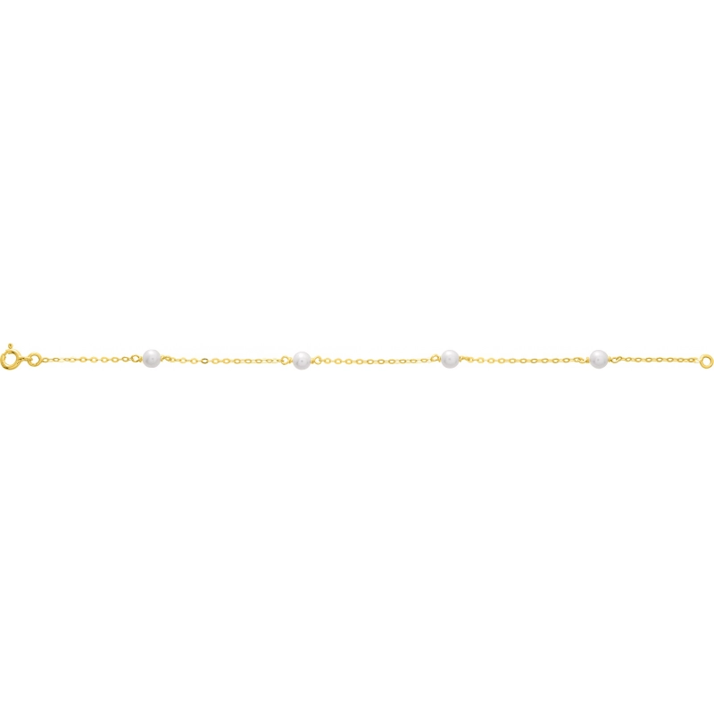Pulsera cadena con perla cultivada en agua dulce 18Kt Oro Amarillo 886.1V.18 Talla 18