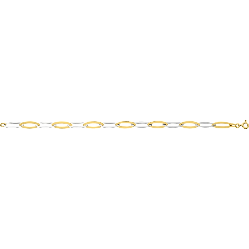 Pulsera cadena con rodiado 9Kt Oro Amarillo Lua Blanca  735497.18 Talla 18