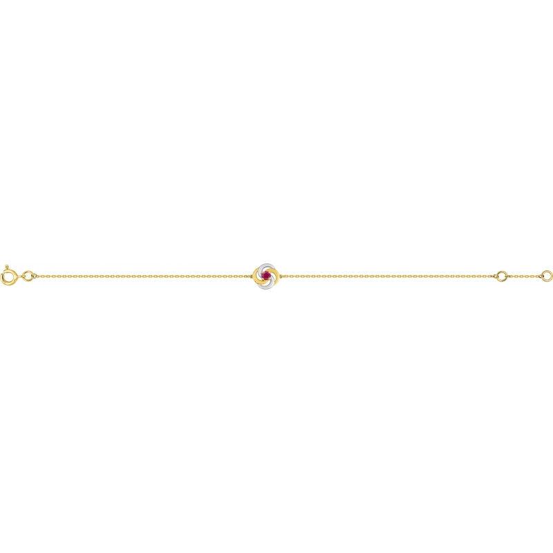 Pulsera con rubí rodiado 18Kt Oro Amarillo Lua Blanca  5.0411.Z2