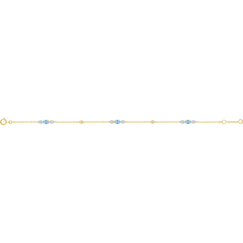 Pulsera con topacio Azul  9Kt Oro Amarillo 7HD183IBI Lua blanca