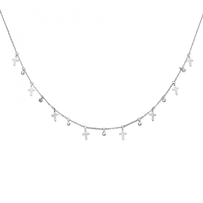 Collar Cross & Cristal Pendant Plata Hekka 2200160-1-R