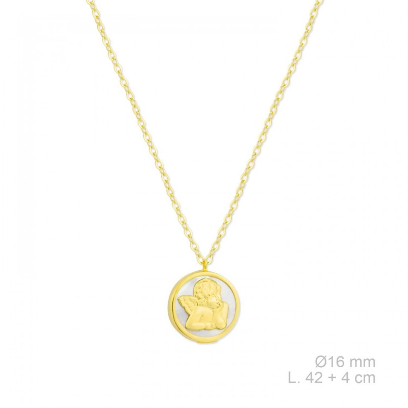 Collar Gargantilla de plata chapada en oro angelito  - Artesanal - 175917