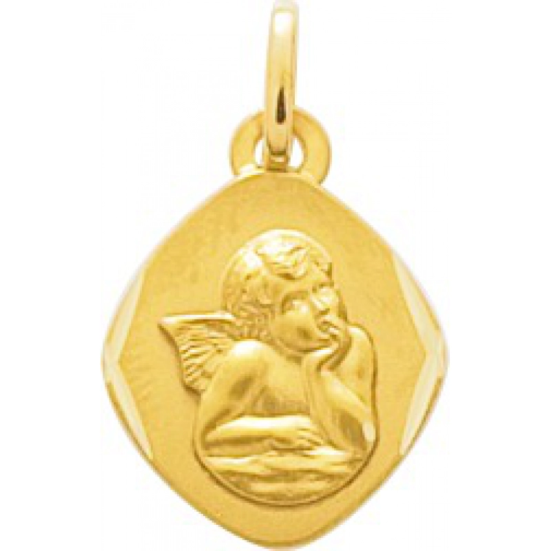 Medalla angel 18Kt Oro Amarillo 32052 Lua blanca
