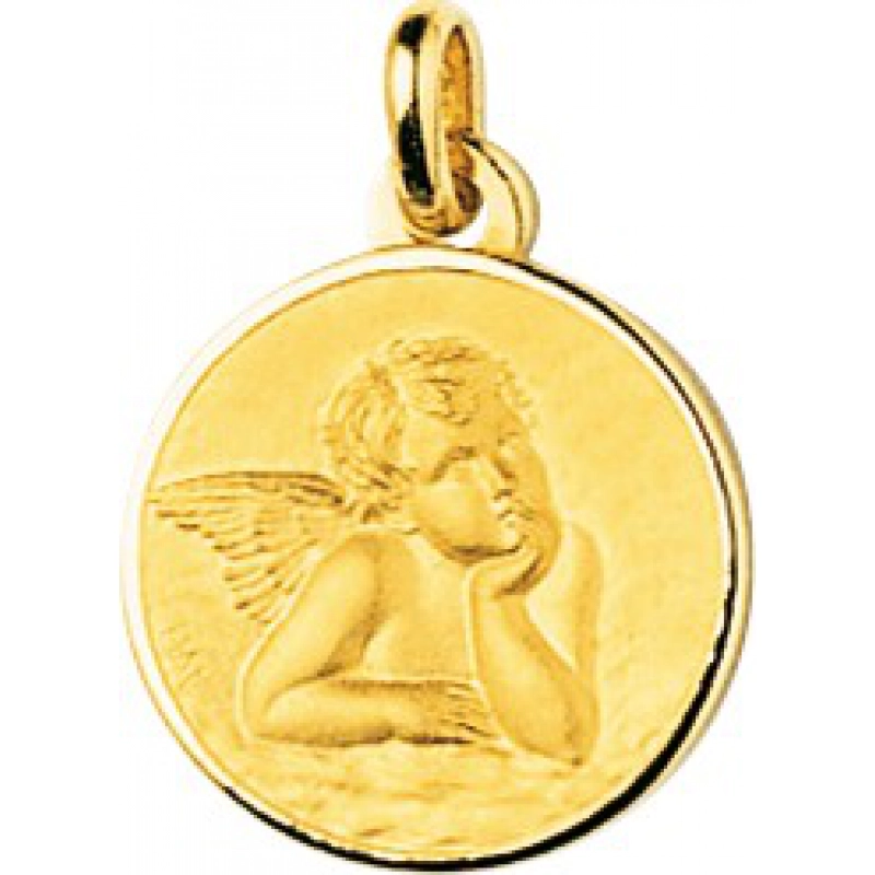 Medalla angel 18Kt Oro Amarillo 8649 Lua blanca