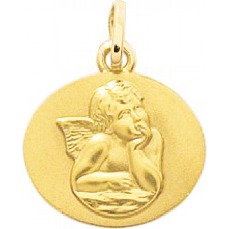 Medalla angel 9Kt Oro Amarillo 783468 Lua blanca