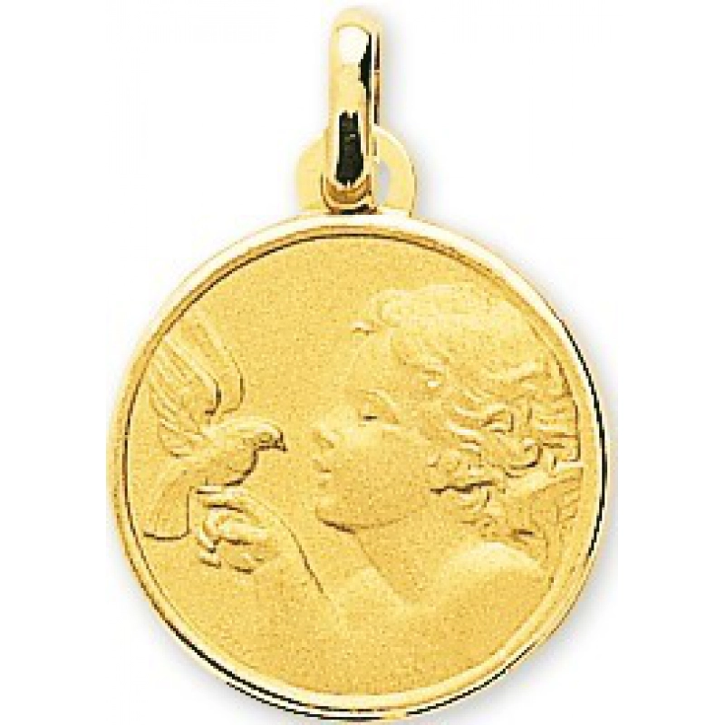 Medalla angel 9Kt Oro Amarillo 783567 Lua blanca