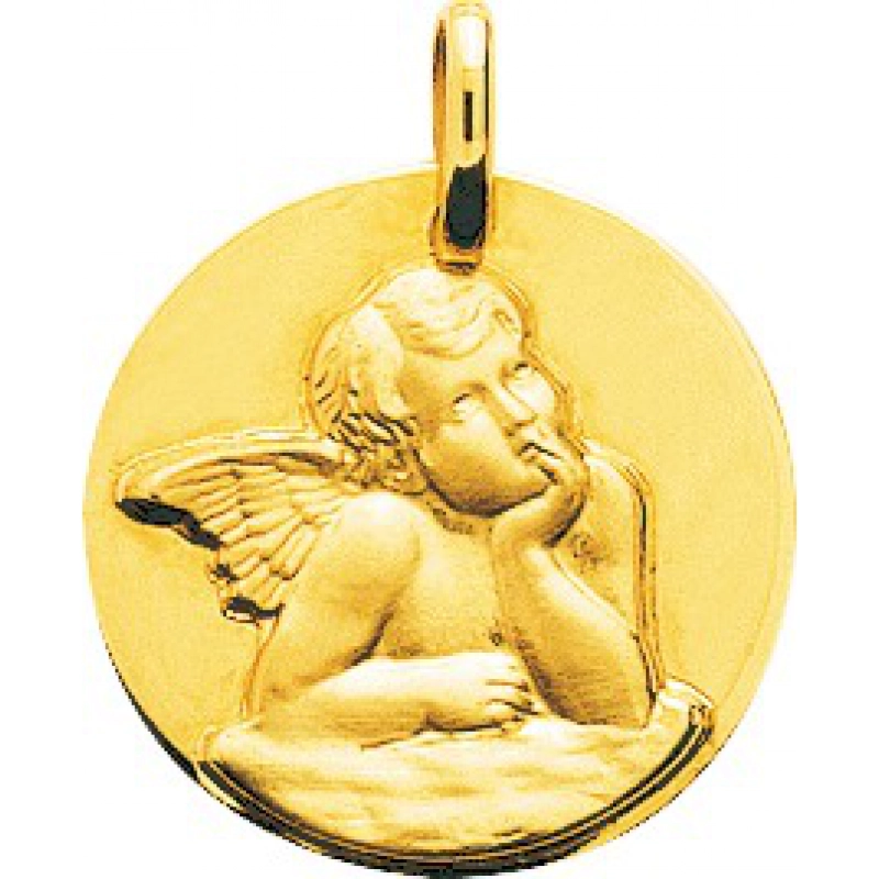 Medalla angel 9Kt Oro Amarillo 0M54839 Lua blanca
