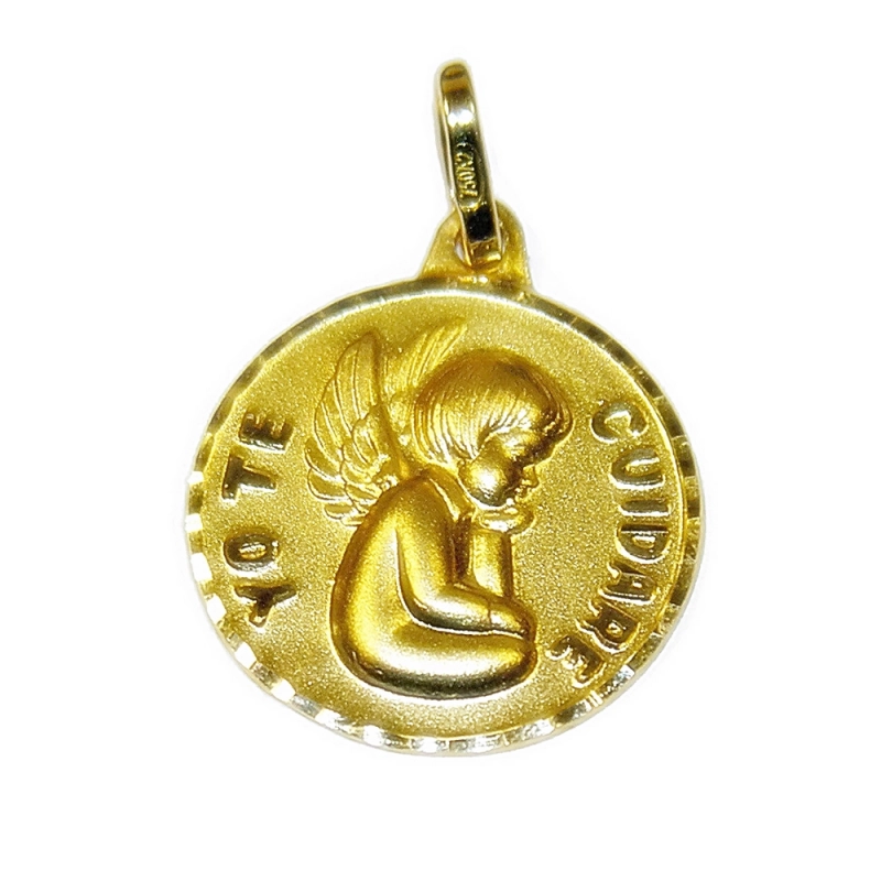 Medalla para bebé de oro amarillo de 18Ktes. 15mm Never say never
