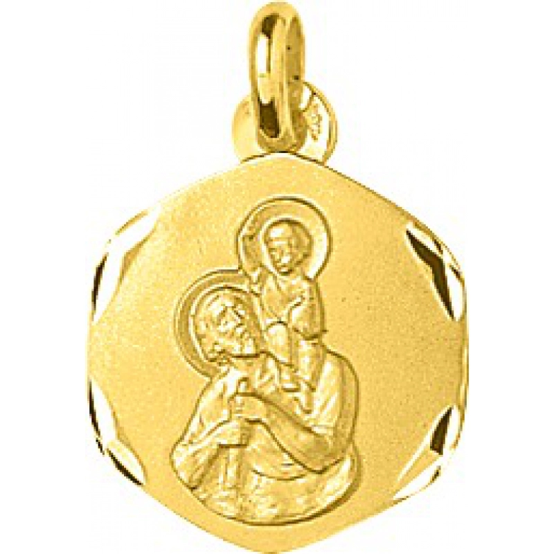 Medalla  San Cristóbal 18Kt Oro Amarillo 45551 Lua blanca