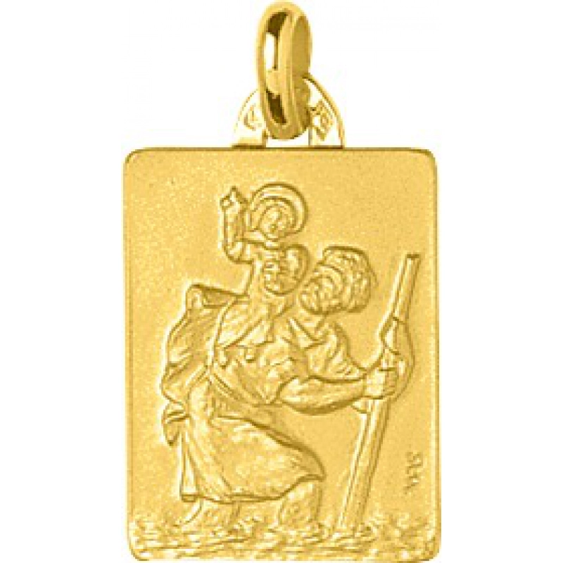 Medalla  San Cristóbal 9Kt Oro Amarillo 0M50574 Lua blanca