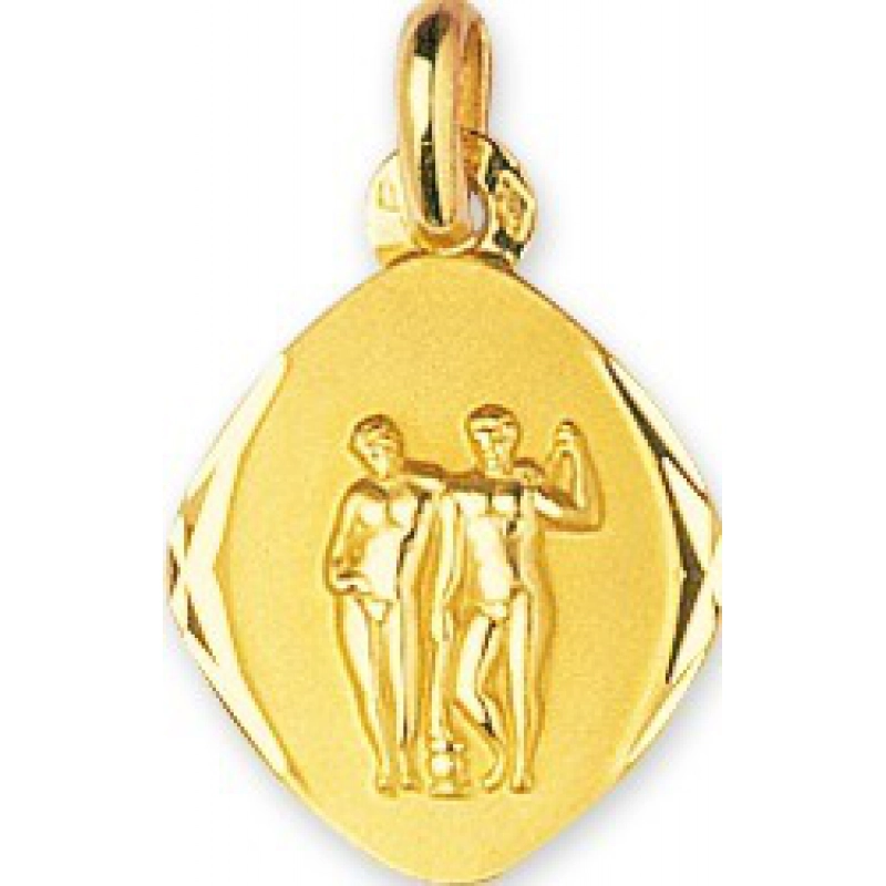 Medalla Zodiaco Géminis 9Kt Oro Amarillo 783580.1 Lua blanca