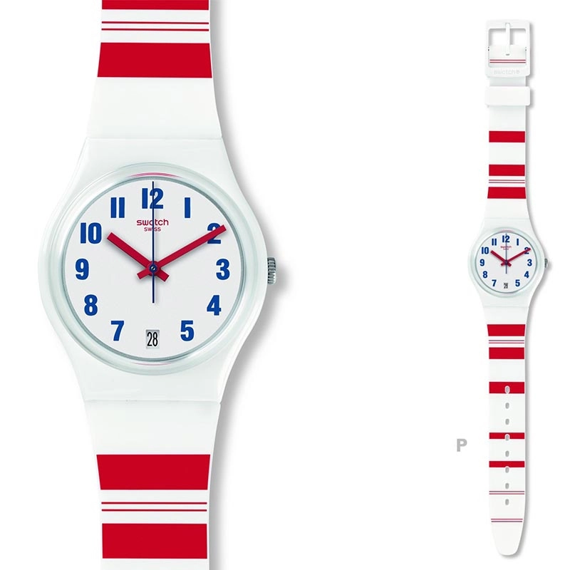 Reloj swatch blanco y rojo gw407
