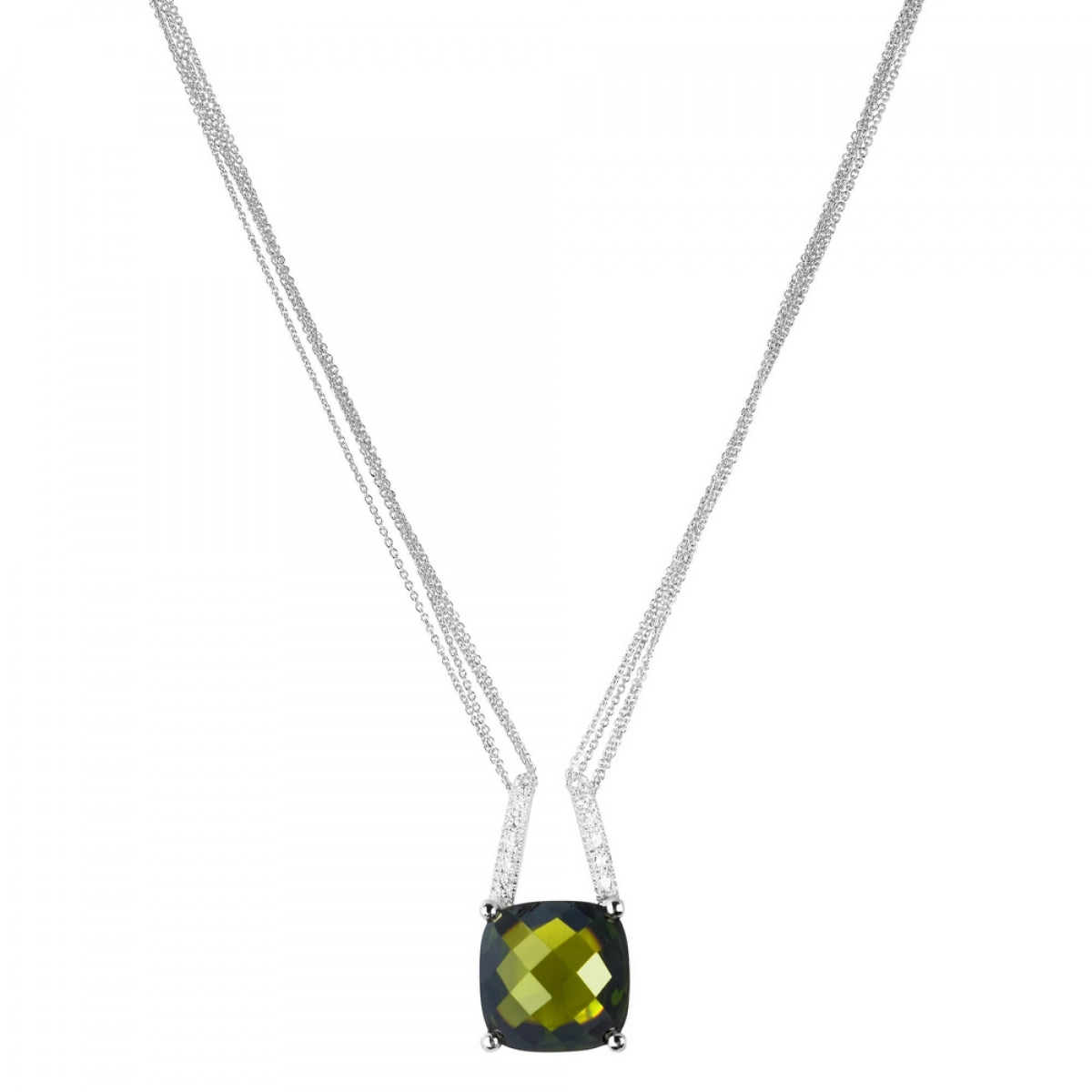 Collar de plata con cristal verde y circonio 8435334801986 Devota & Lomba