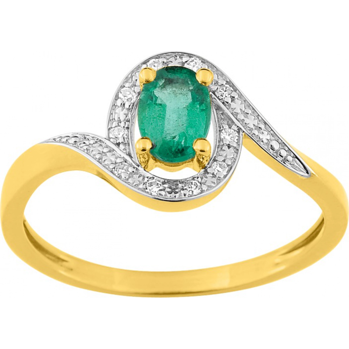 Ring w. diam 0.05ct and emerald 18K WG Lua Blanca  NBE63HLJ3 - Size 52