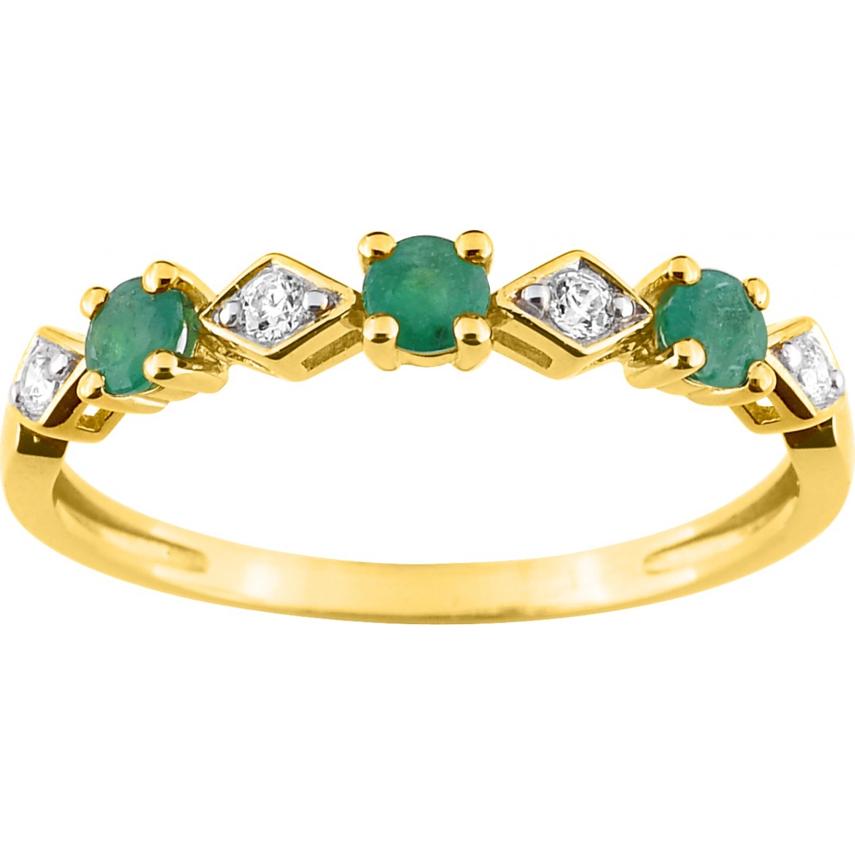 Ring w. emerald and cz 9K 2TG Lua Blanca  T35.58882 - Size 57