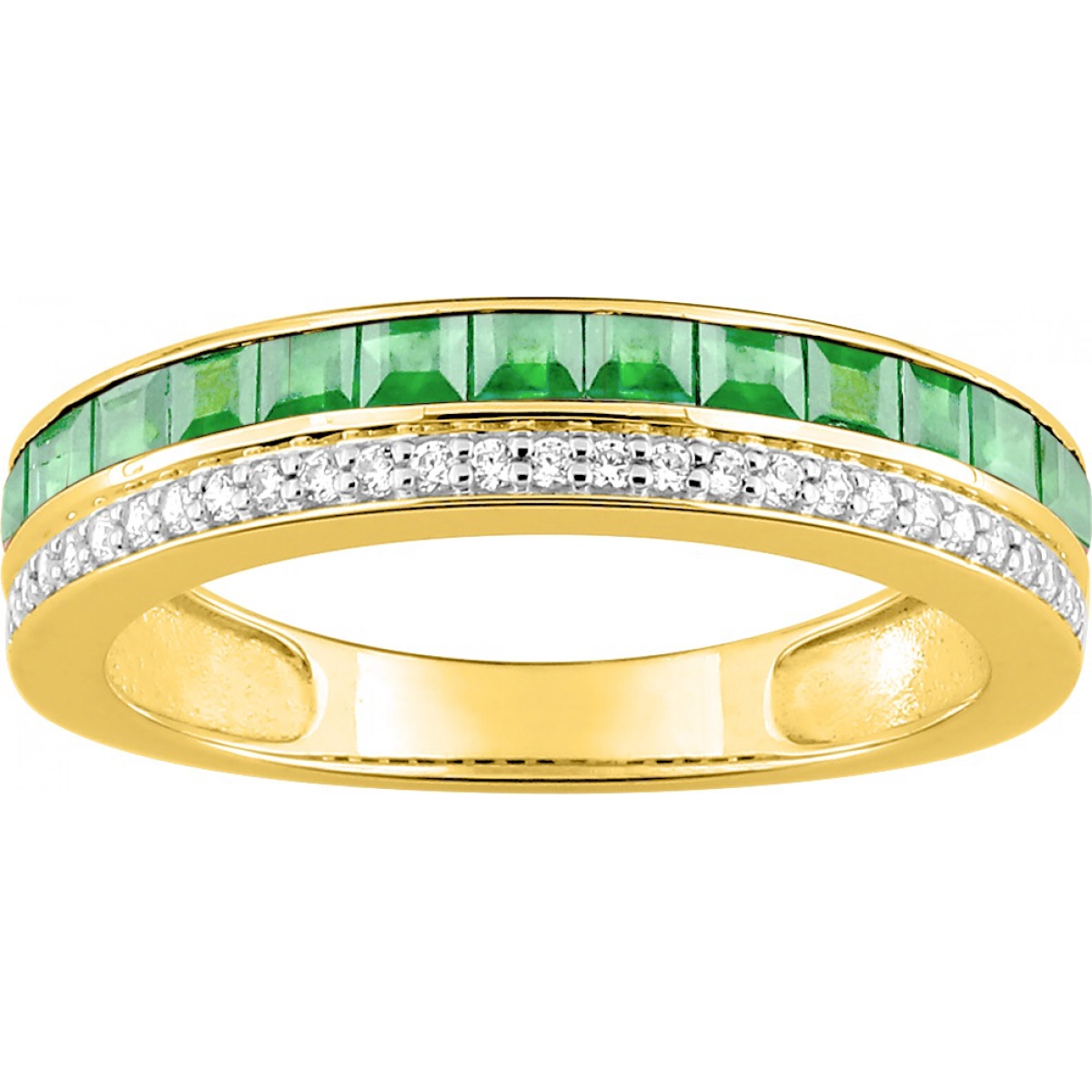 Ring w. emerald and cz rhod 9K YG Lua Blanca  210723.M2 - Size 52