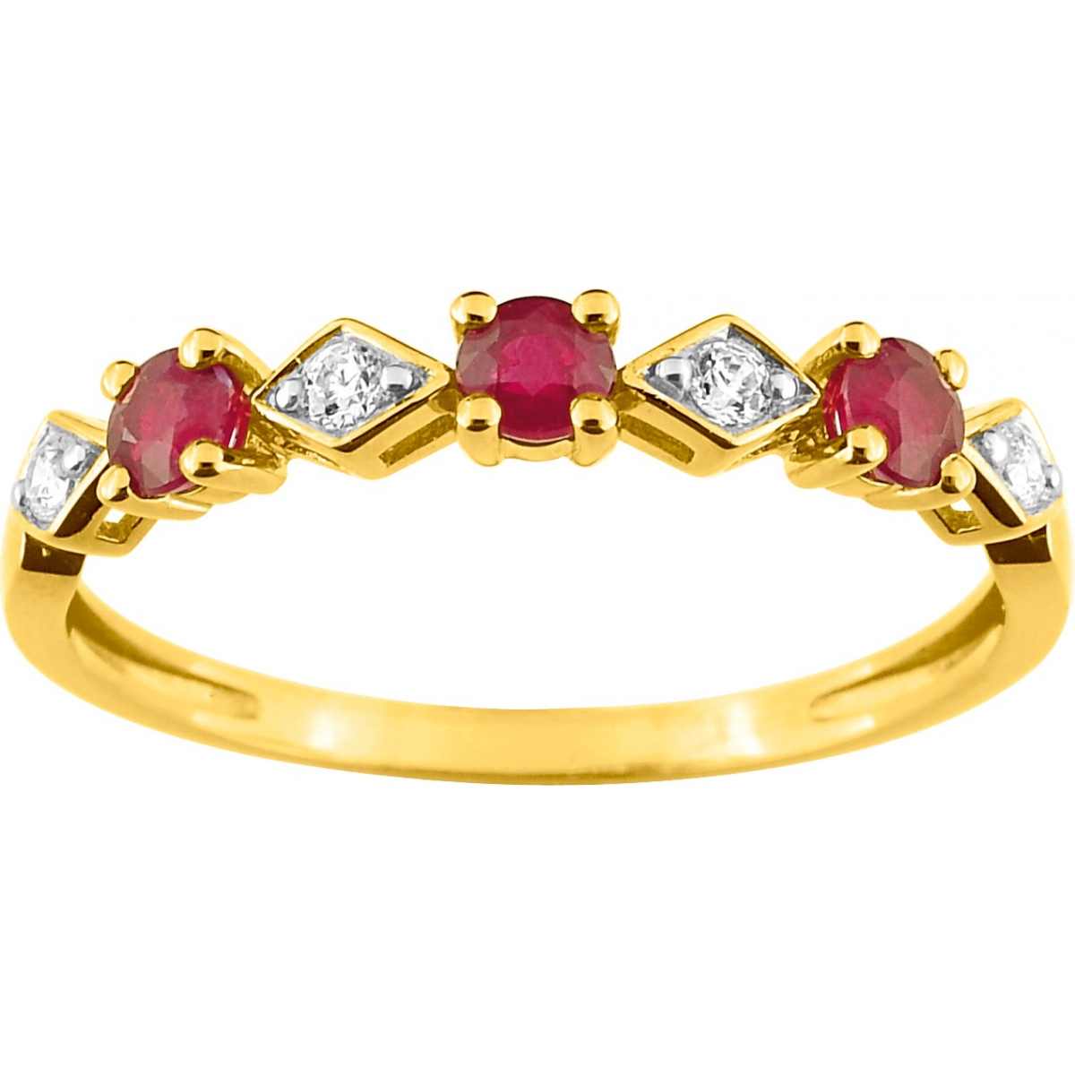Ring w. ruby and cz 9K 2TG Lua Blanca  T35.58883 - Size 57