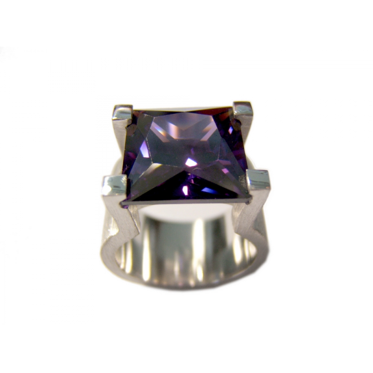 RING SILVER AND CUBIC ZIRCONIA COLOR AMETHYST