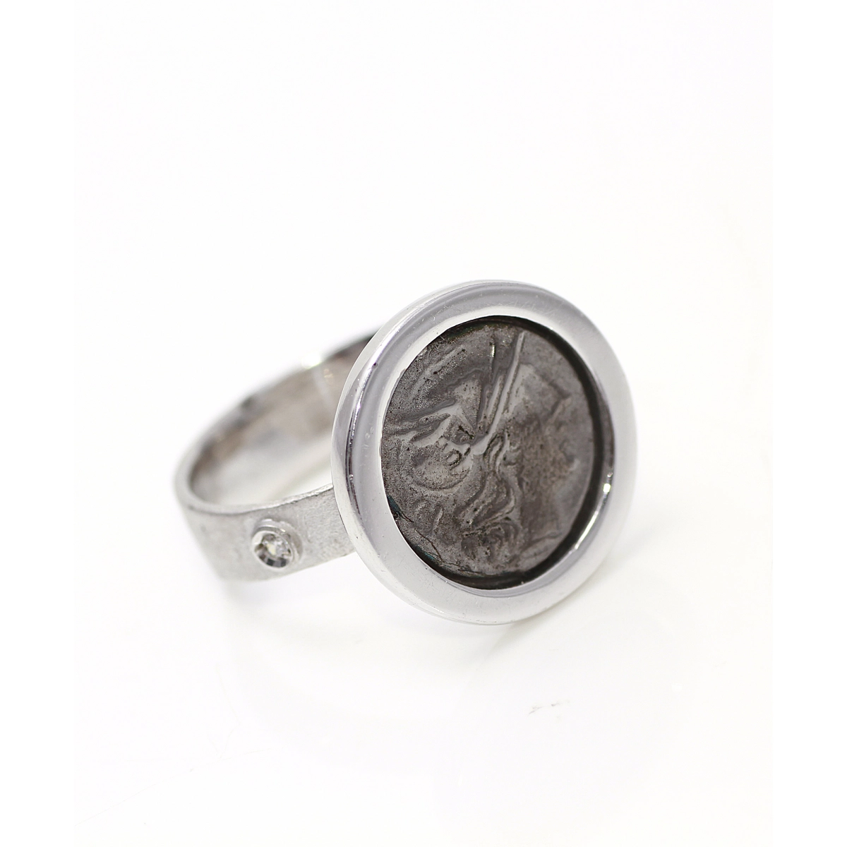 Anillo plata moneda envejecida y circonita 4010088614 To Sara