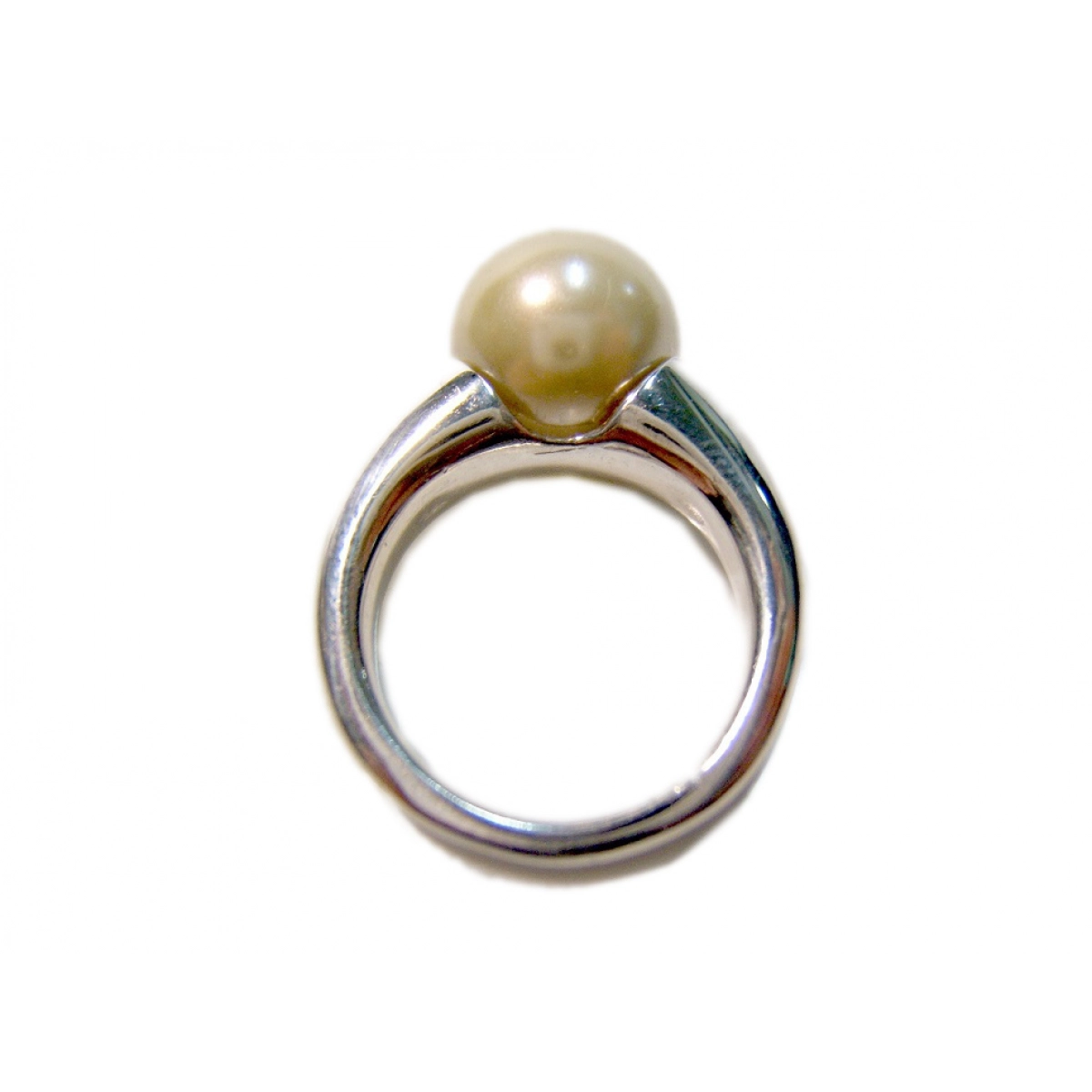 RING SILVER AND PEARL SHELL WHITE
