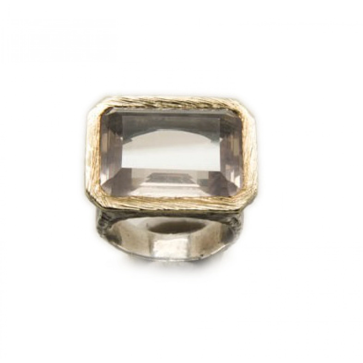 RING STYLIANO SILVER-GOLD AND ROSE QUARTZ CLEAR 008780024
