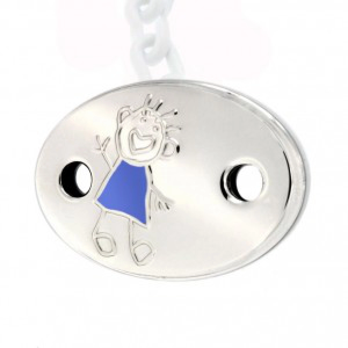 Gift items PINZA FOR PACIFIER SILVER TOTO GLAZED IN BLUE-Craft-900101ES