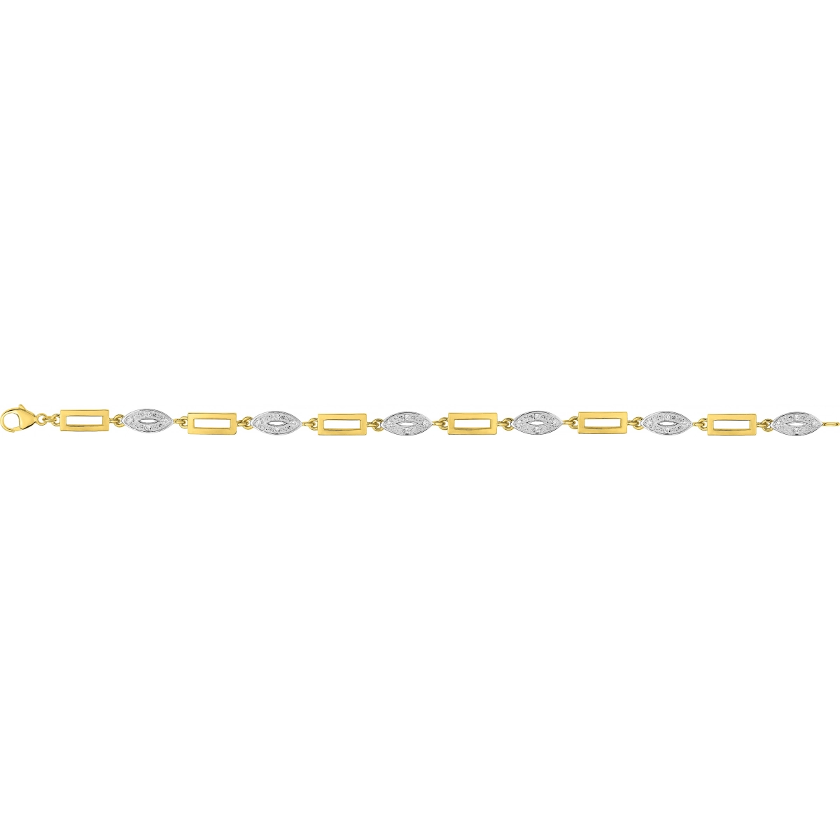 Pulseira 18cm com Zircônia cúbica banhado a ouro bicolor BSBF73Z18 Lua blanca BSBF73Z18.0