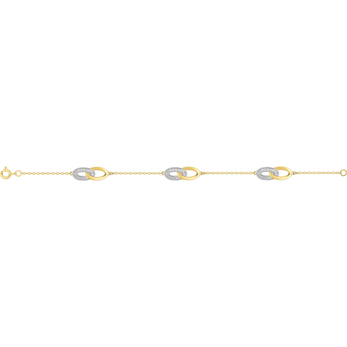 Pulseira 18cm com Zircônia cúbica banhado a ouro bicolor BSBG47Z18 Lua blanca BSBG47Z18.0